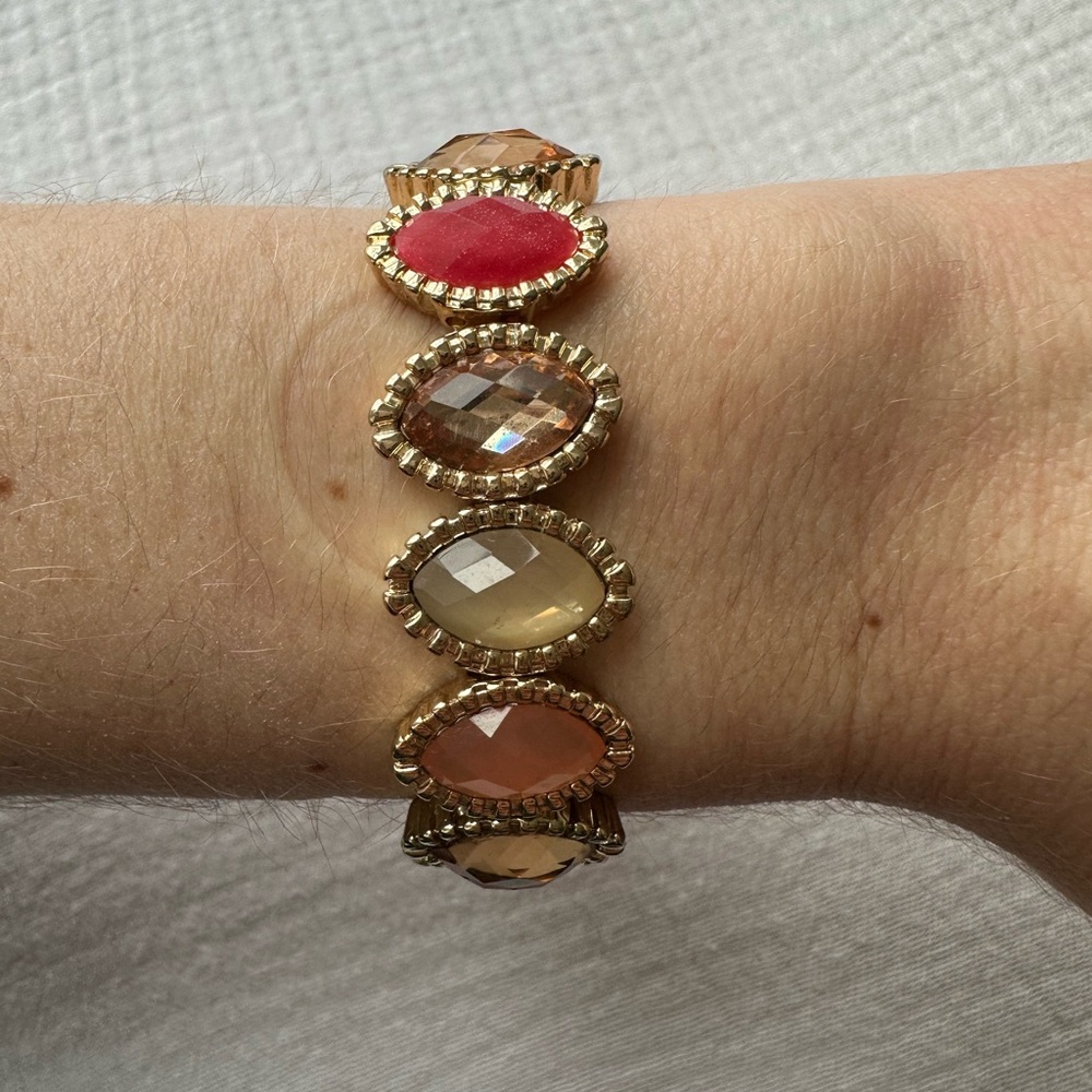 Elegant Gold , Pink and Red Gemstone Bracelet from Macys
